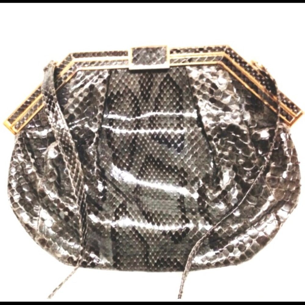 Colombetti 1980's Python Snake Skin Clutch/Purse - image 3